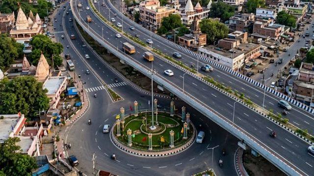 File photo of a four-lane road in Bhagalpur, Bihar, with vehicles travelling on a wide highway
