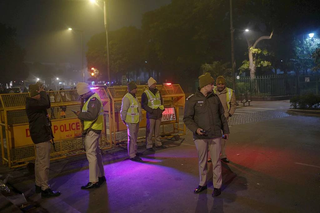File photo of Delhi Police personnel at a night checking point in New Delhi
