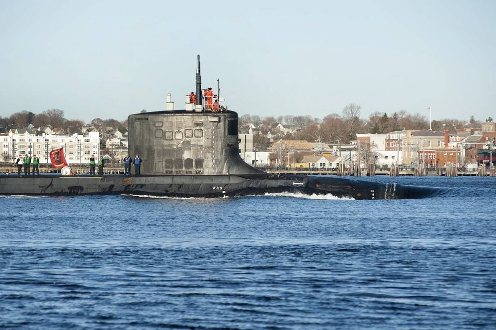 US Navy Virginia-class fast-attack submarine USS Colorado (SSN 788) underway at sea