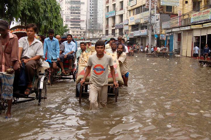 Flooded area in Bangladesh showing climate vulnerability
