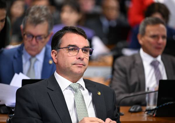 Flávio Bolsonaro pictured in Brazil's Senate (file photo)