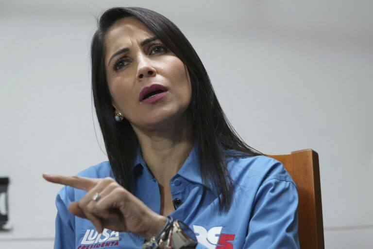 File photo of Ecuadorean opposition leader Luisa Gonzalez during an interview