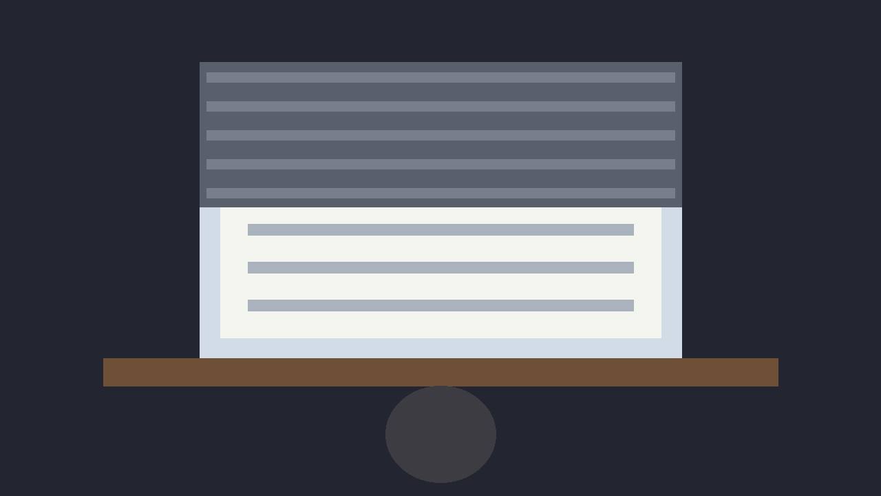 A news screen being closed by a dark shutter over a newsroom desk (editorial illustration)