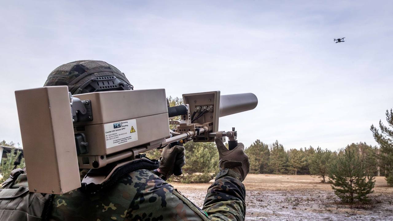 Counter-drone measures being demonstrated by German armed forces personnel (file photo)