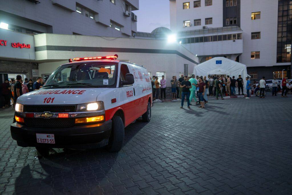 An ambulance outside a hospital in Gaza (file photo)
