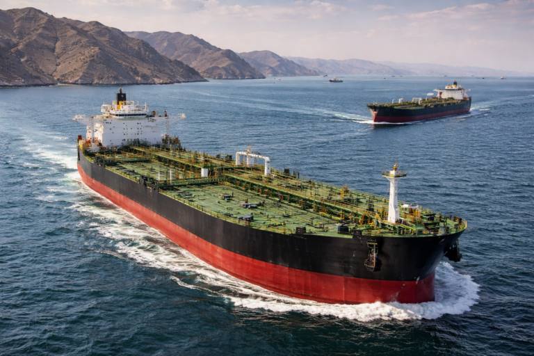 Ships sailing near the Strait of Hormuz