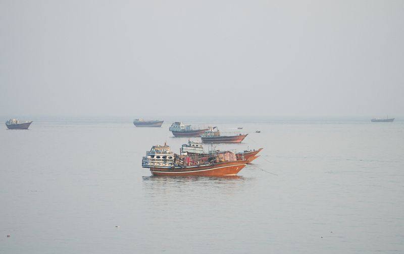 Oil tanker transiting the Strait of Hormuz at sea