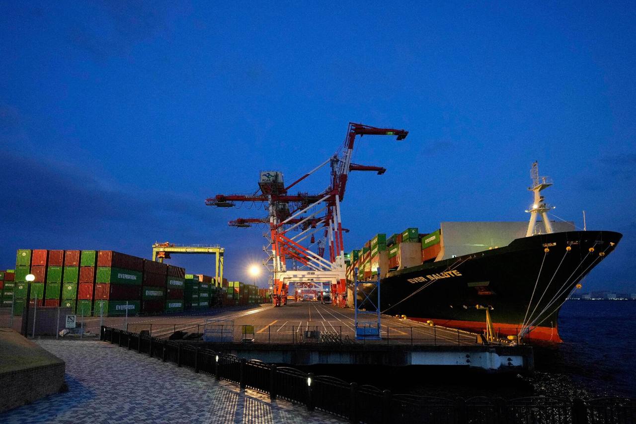 A container port in Japan (file photo)