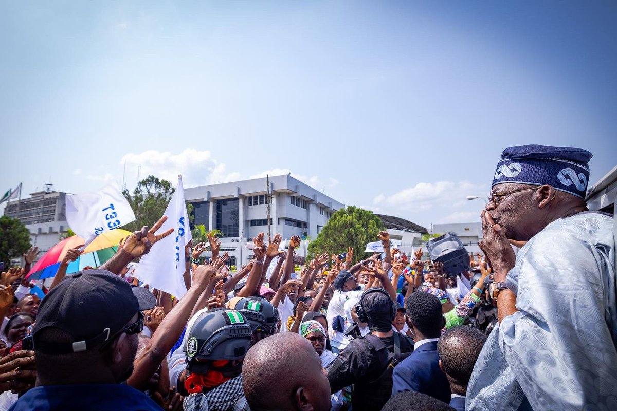 Nigerian President Bola Tinubu at an APC campaign rally (file photo)