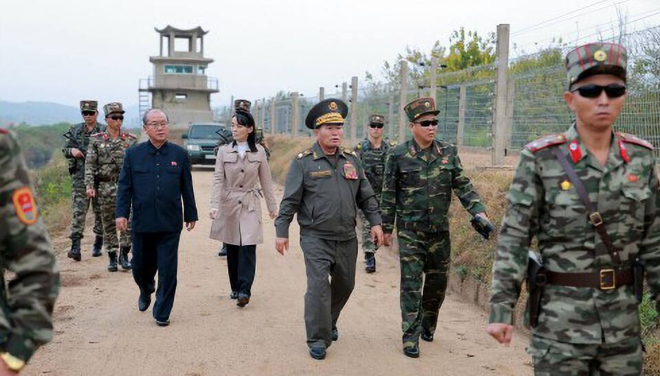 Kim Yo Jong and North Korean officials inspecting southern border fortification sites on October 20, photo released by KCNA on October 21