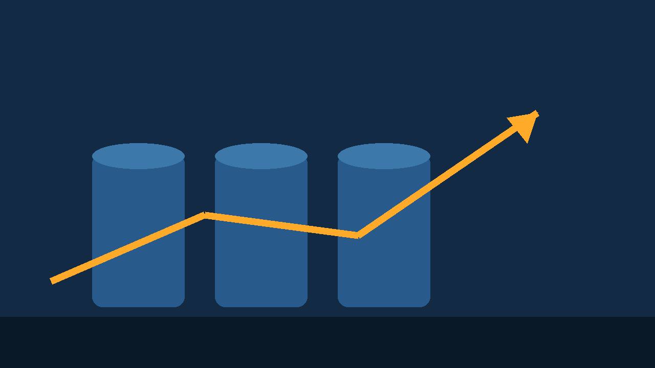 Editorial illustration of oil barrels with a rising price chart