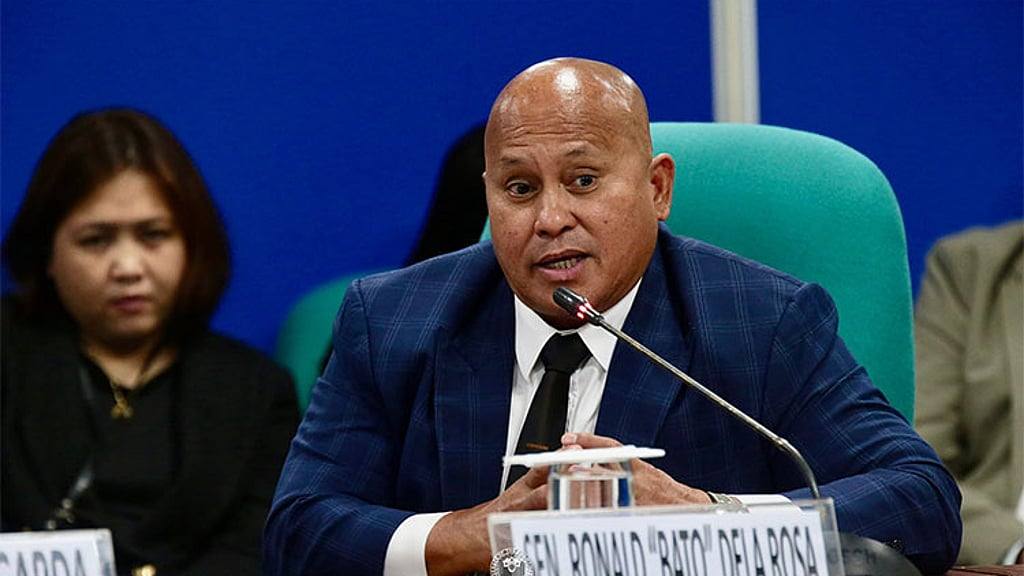 Senator Ronald 'Bato' Dela Rosa speaking at a Philippine Senate hearing (file photo)