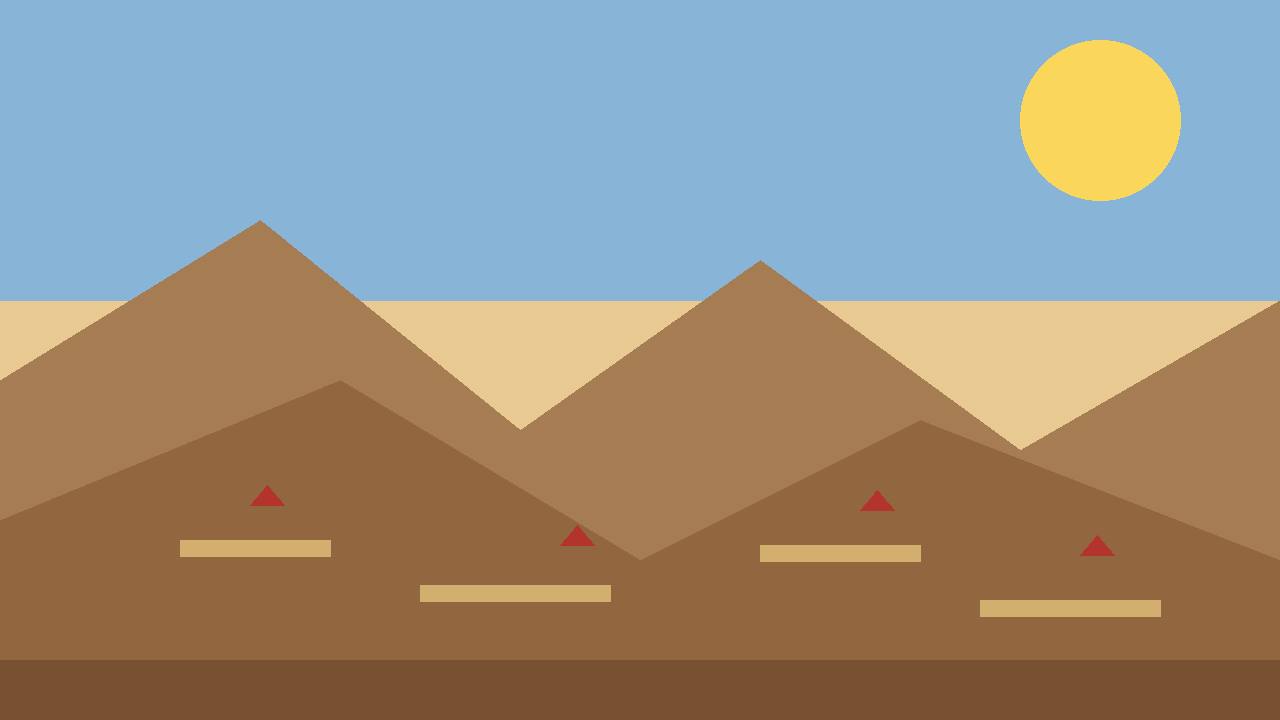 Editorial illustration of the mountainous Halayeb Triangle border region with small artisanal gold-mining terraces and distant red tarpaulin shelters, respectful tone with no depiction of violence