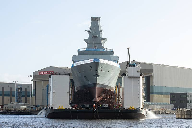 HMS Glasgow warship at BAE Systems Scotstoun shipyard in Glasgow