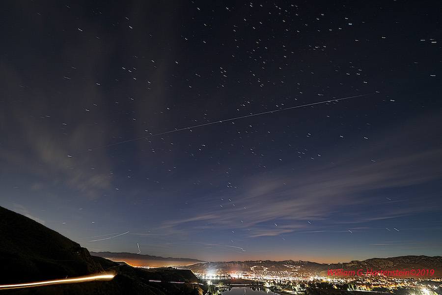 A train of Starlink satellites crossing the twilight sky (file photo)