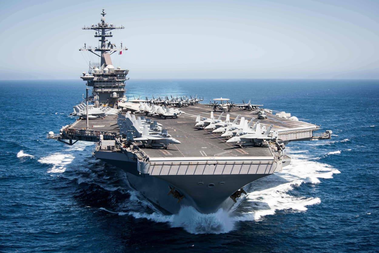 File photo of the aircraft carrier USS Theodore Roosevelt at sea