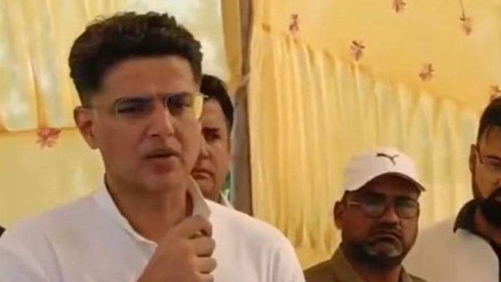 Congress leader Sachin Pilot speaking during his Punjab tour