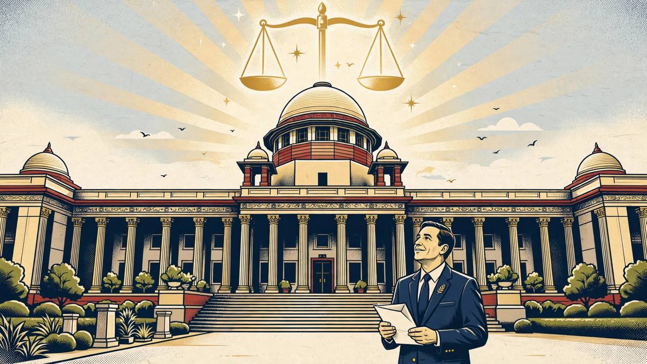 Editorial illustration: the Supreme Court of India building in New Delhi
