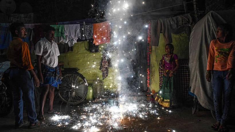 Firecrackers lighting up the sky over Delhi during Diwali (file photo)