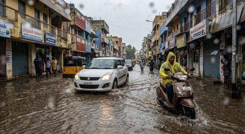 A flooded street in Chennai during monsoon rain (file photo)