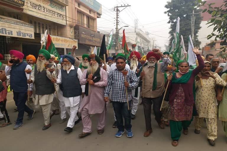Protest march in Mansa demanding justice for slain anti-drug activist Parvinder Singh Jhota (file photo)