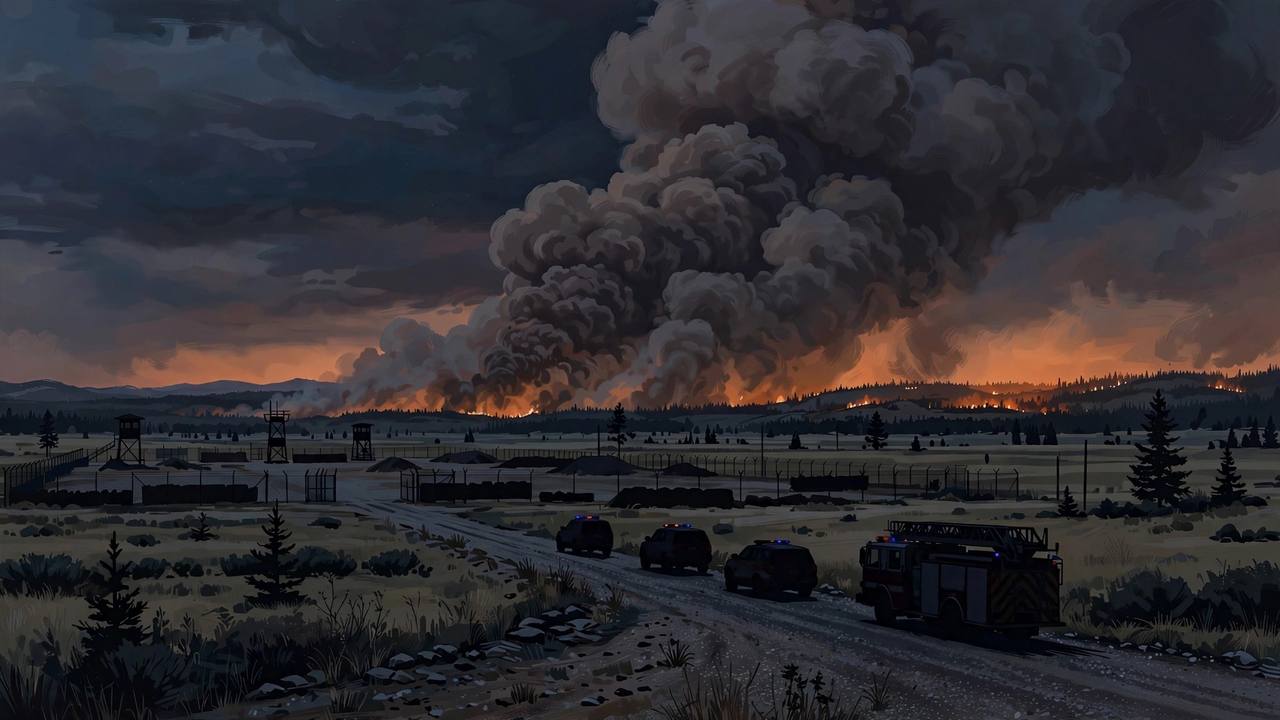 Fire and emergency response near a military base (illustration)