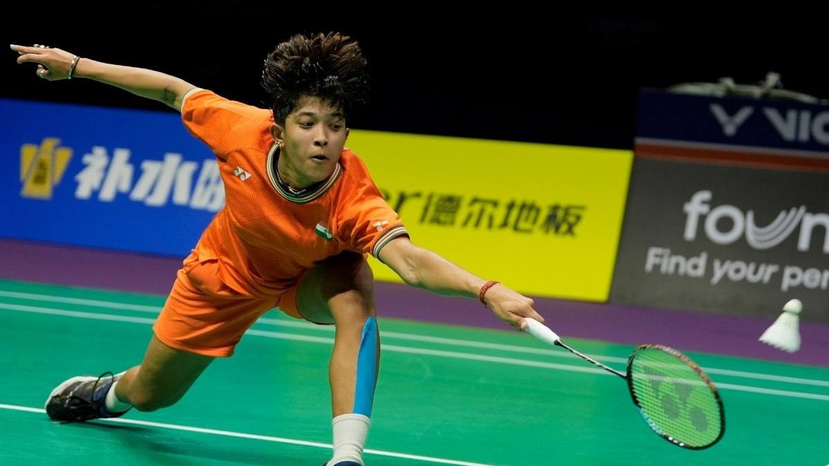 File photo of Indian badminton player Ashmita Chaliha in action on court