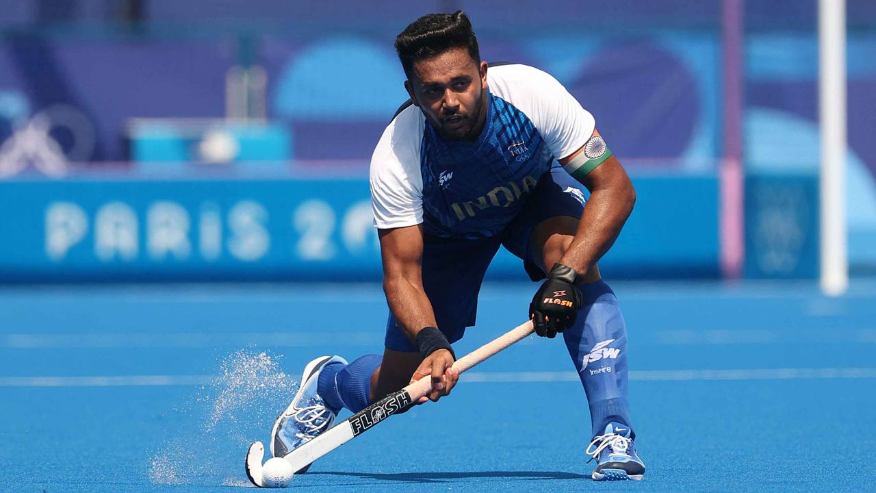 India captain Harmanpreet Singh in action in an India jersey (file photo)