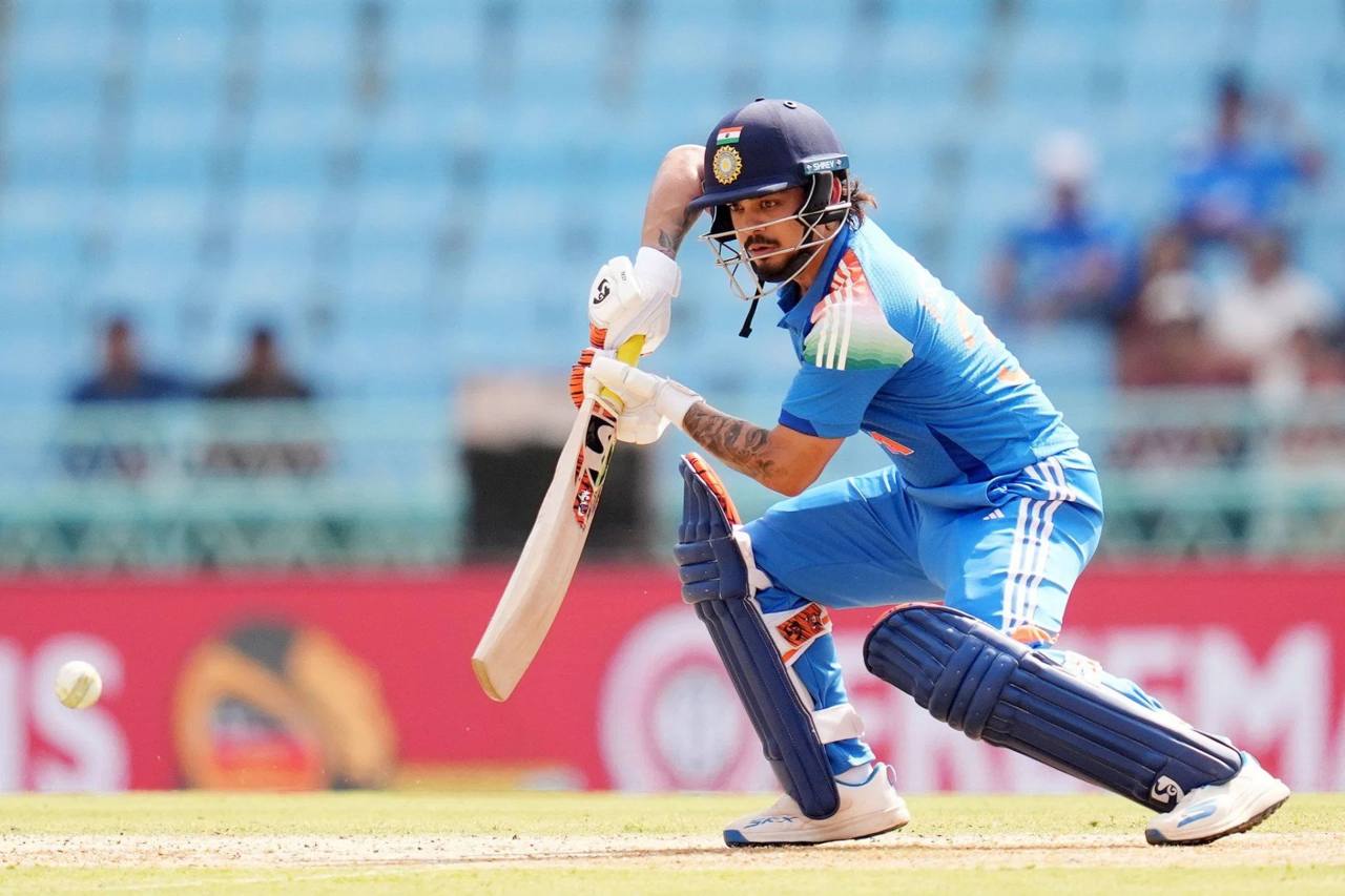 India wicketkeeper-batter Ishan Kishan batting in blue India colours during a match
