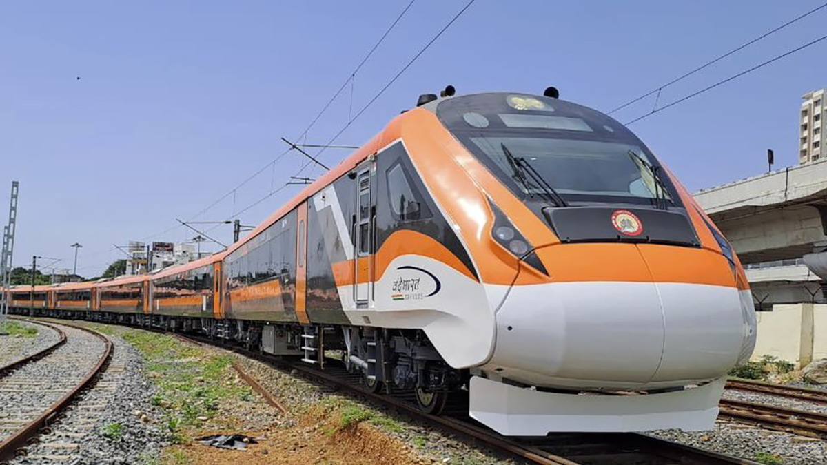 A Vande Bharat express train in India — the first RCF Kapurthala-built chair car has been approved for 160 kmph operation