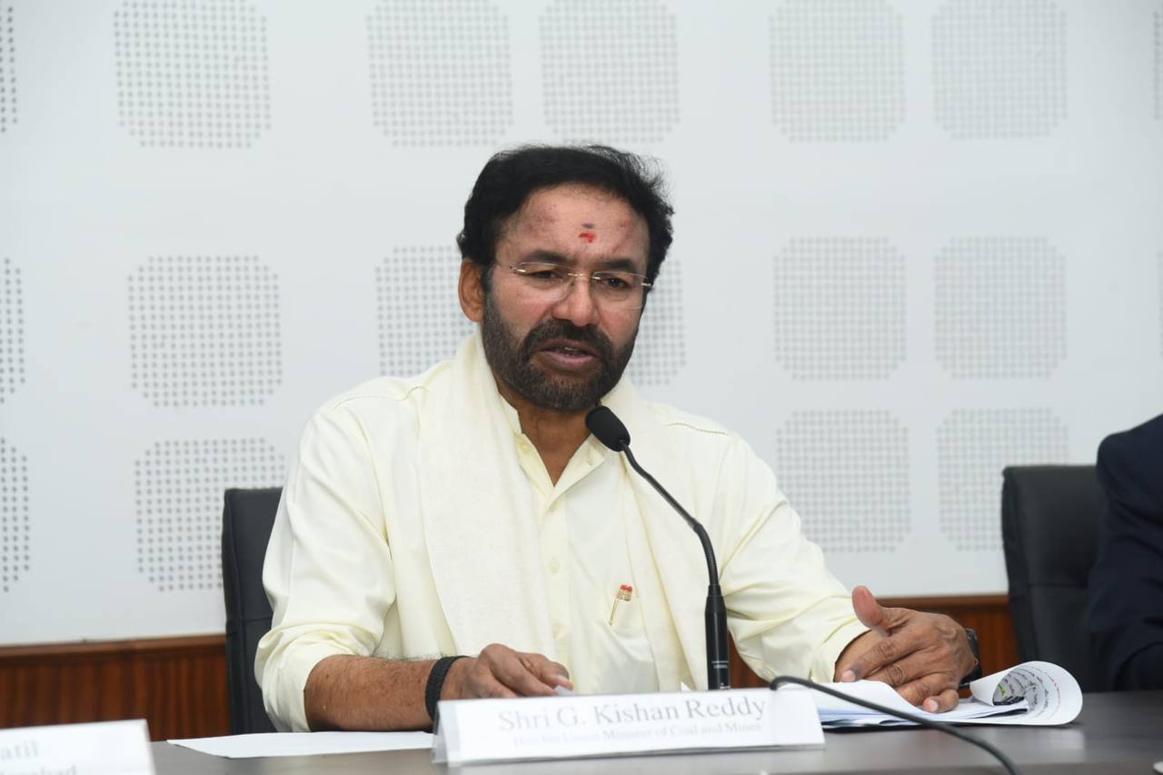 Union Minister for Coal and Mines G. Kishan Reddy speaking at a meeting