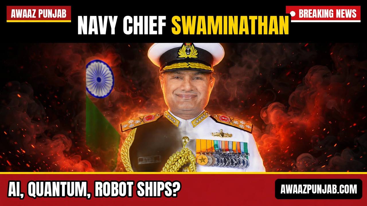 Branded thumbnail showing Chief of the Naval Staff Admiral Krishna Swaminathan in his white naval uniform