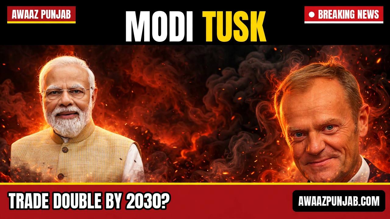 Prime Minister Narendra Modi and Polish Prime Minister Donald Tusk — branded thumbnail from real photos
