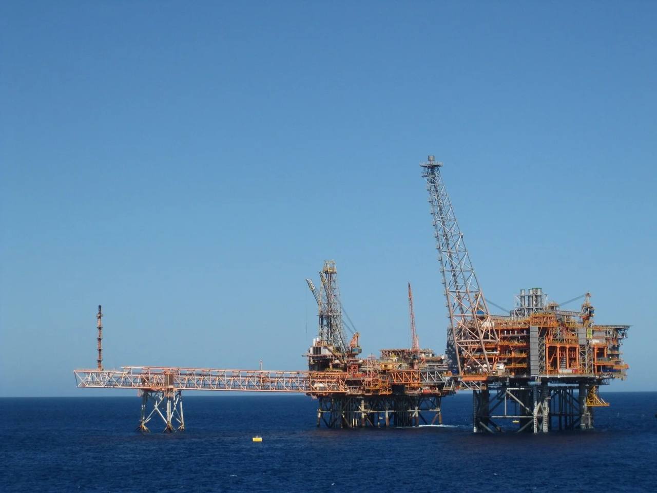 Offshore natural gas platform in the Krishna-Godavari basin, file photo