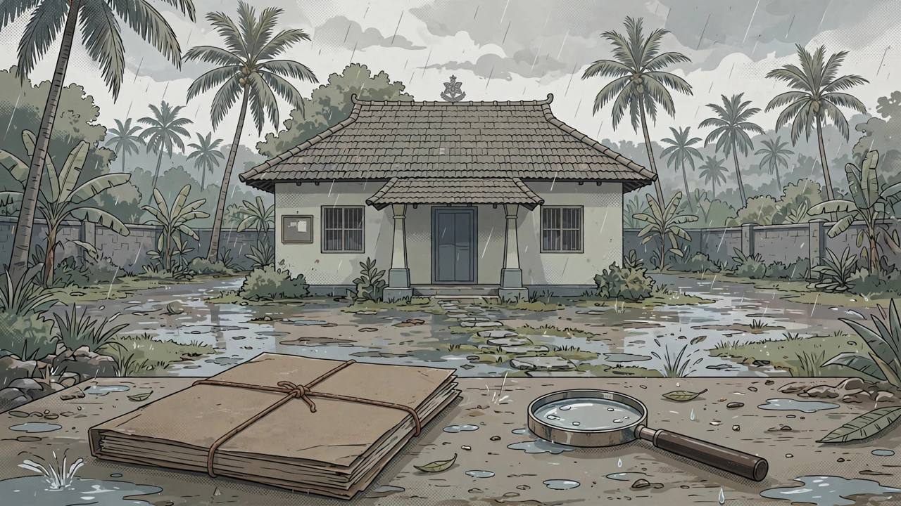 (Editorial illustration) A Kerala police station with an investigation case file and magnifying glass