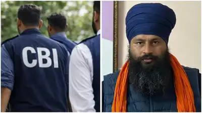 CBI officers and a portrait of anti-drug activist Parvinder Singh Jhota