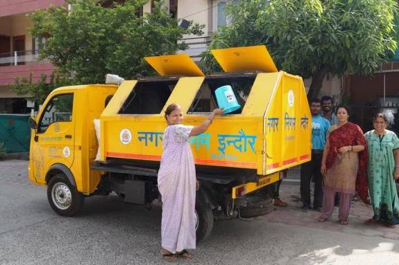 File photo of an Indore Municipal Corporation garbage collection van on a city street