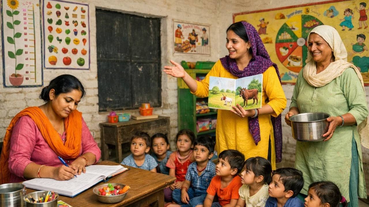 Children and workers inside an Anganwadi centre in Punjab (file photo)