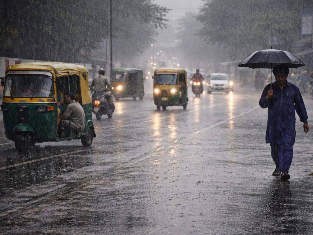Rain clouds and wet road in Punjab during a thunderstorm (file photo)