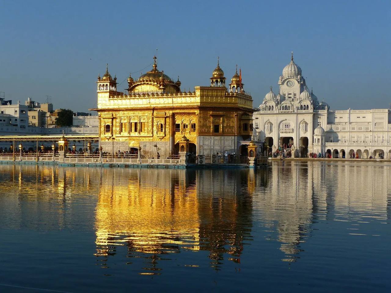 Sri Harmandir Sahib, the Golden Temple in Amritsar, reflected in the sarovar