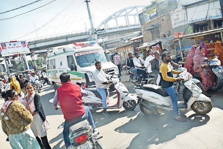 File photo of an ambulance outside Nahata Hospital in Balotra, Rajasthan, where the injured in the Bhandiyawas highway crash were first taken