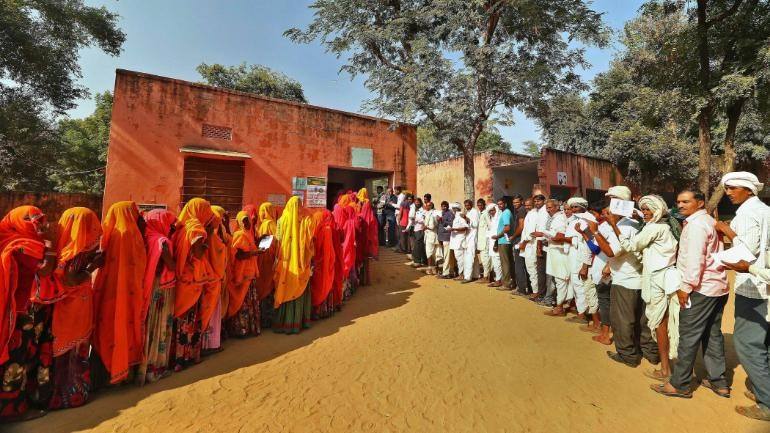 Voters queue outside a polling station in Rajasthan during an election (file photo)