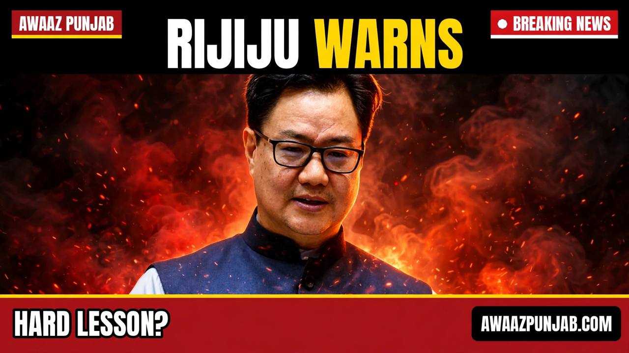 Branded Awaaz Punjab thumbnail: Union Minister Kiren Rijiju, from a real press photo