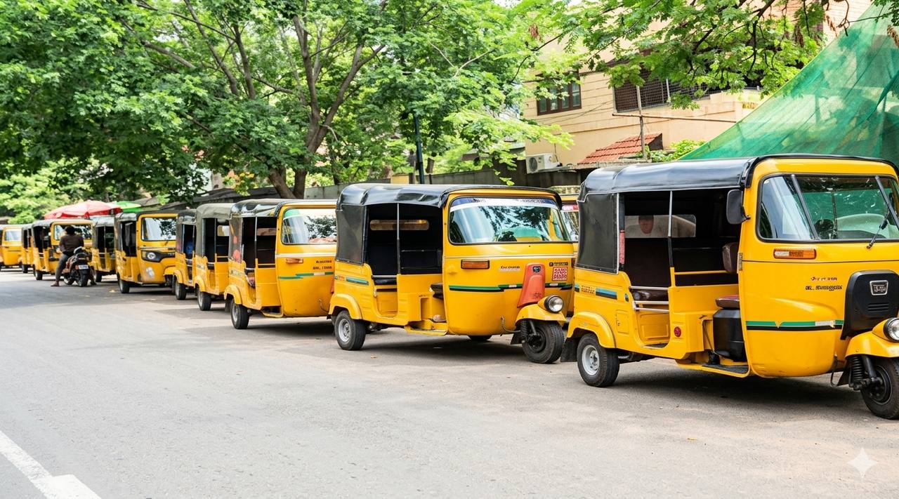 Auto-rickshaws on a busy Chennai street in Tamil Nadu (file photo)