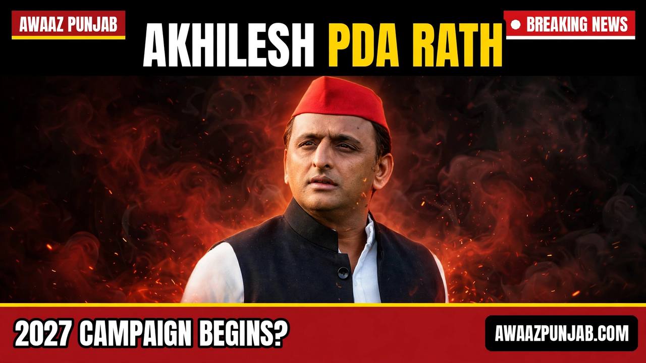 Branded Awaaz Punjab thumbnail: Akhilesh Yadav with the headline Akhilesh PDA Rath