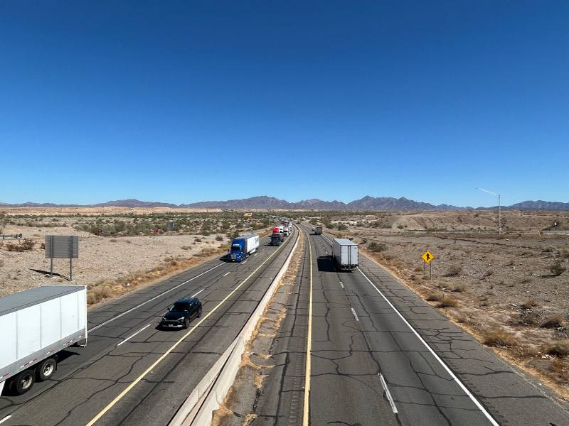 Interstate 10 pavement rehabilitation work zone in Ehrenberg, Arizona, photographed by the Arizona Department of Transportation