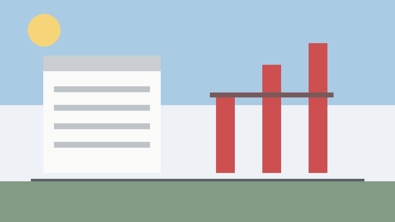 Editorial illustration of a generic pay slip beside rising price bars, flat style, no text, no real person or place depicted