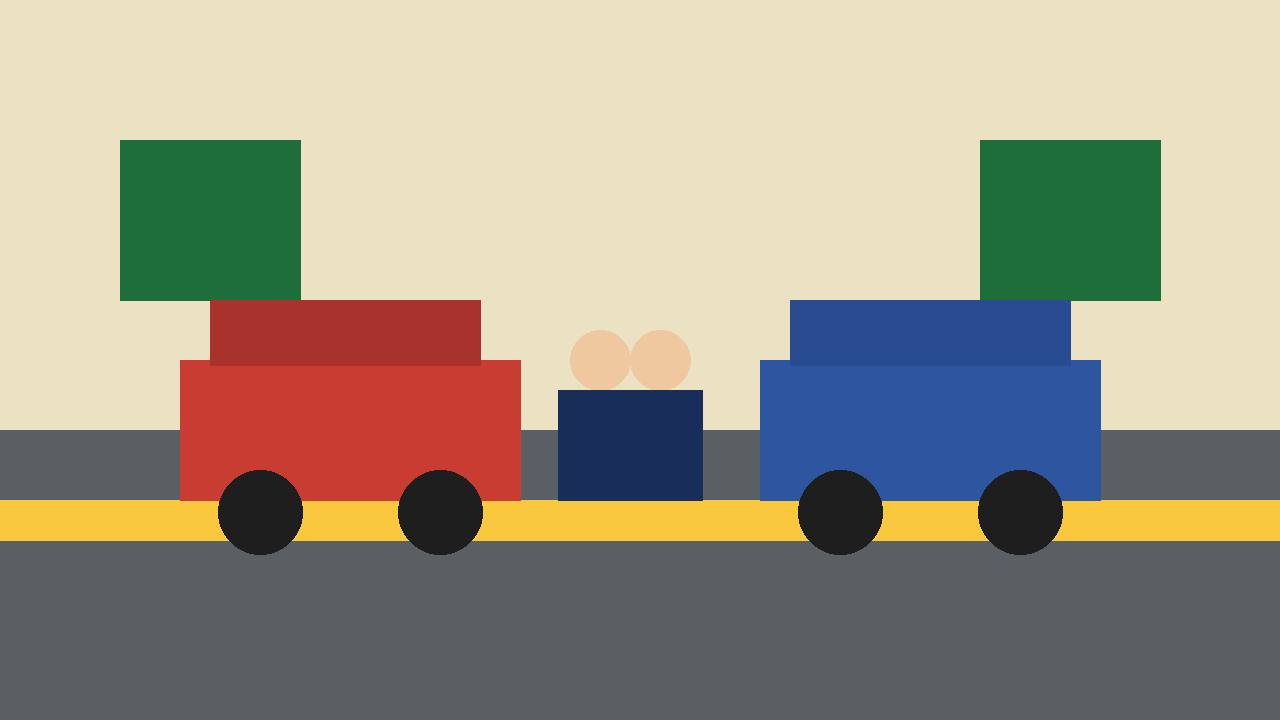 Editorial illustration of a California highway corridor with generic patrol and transport vehicles and generic officers, no real person's likeness