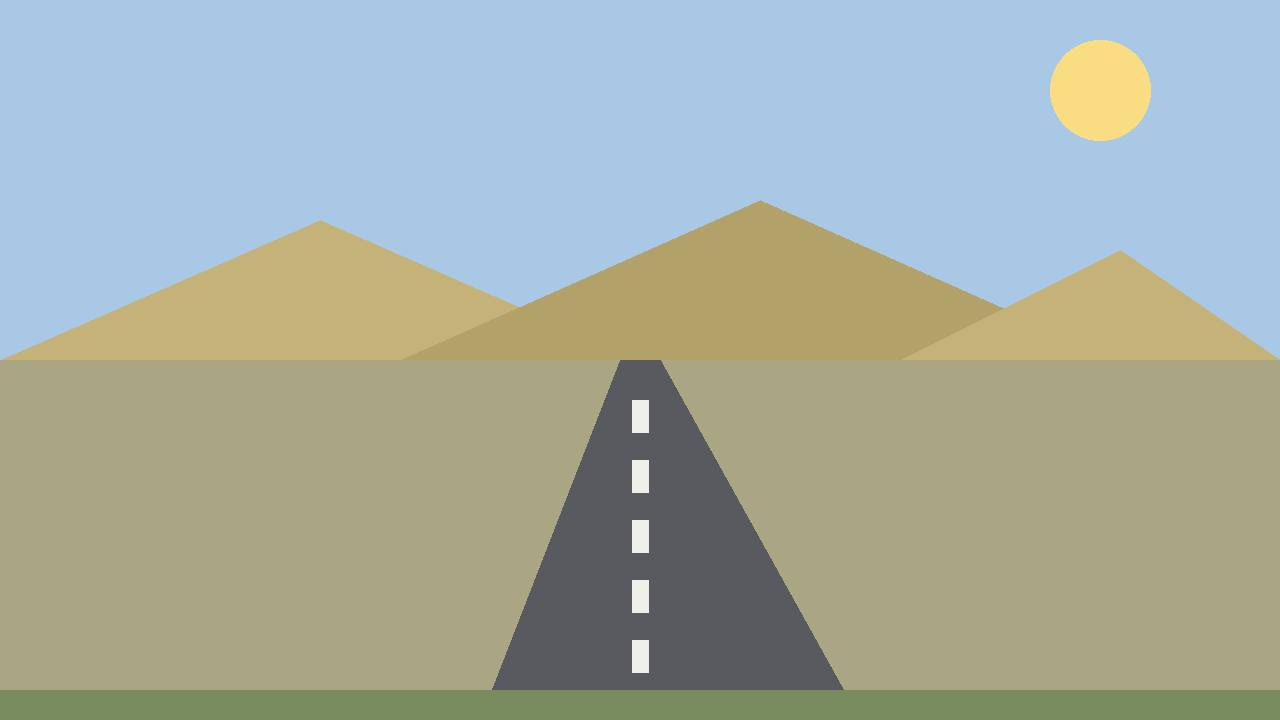 Editorial illustration of a generic California highway through rolling golden hills in daylight, flat style, no people, no vehicles in distress, no text, no real place depicted