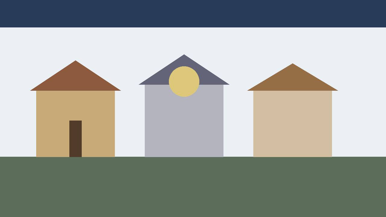 Editorial illustration of houses of worship and a federal courthouse in Washington